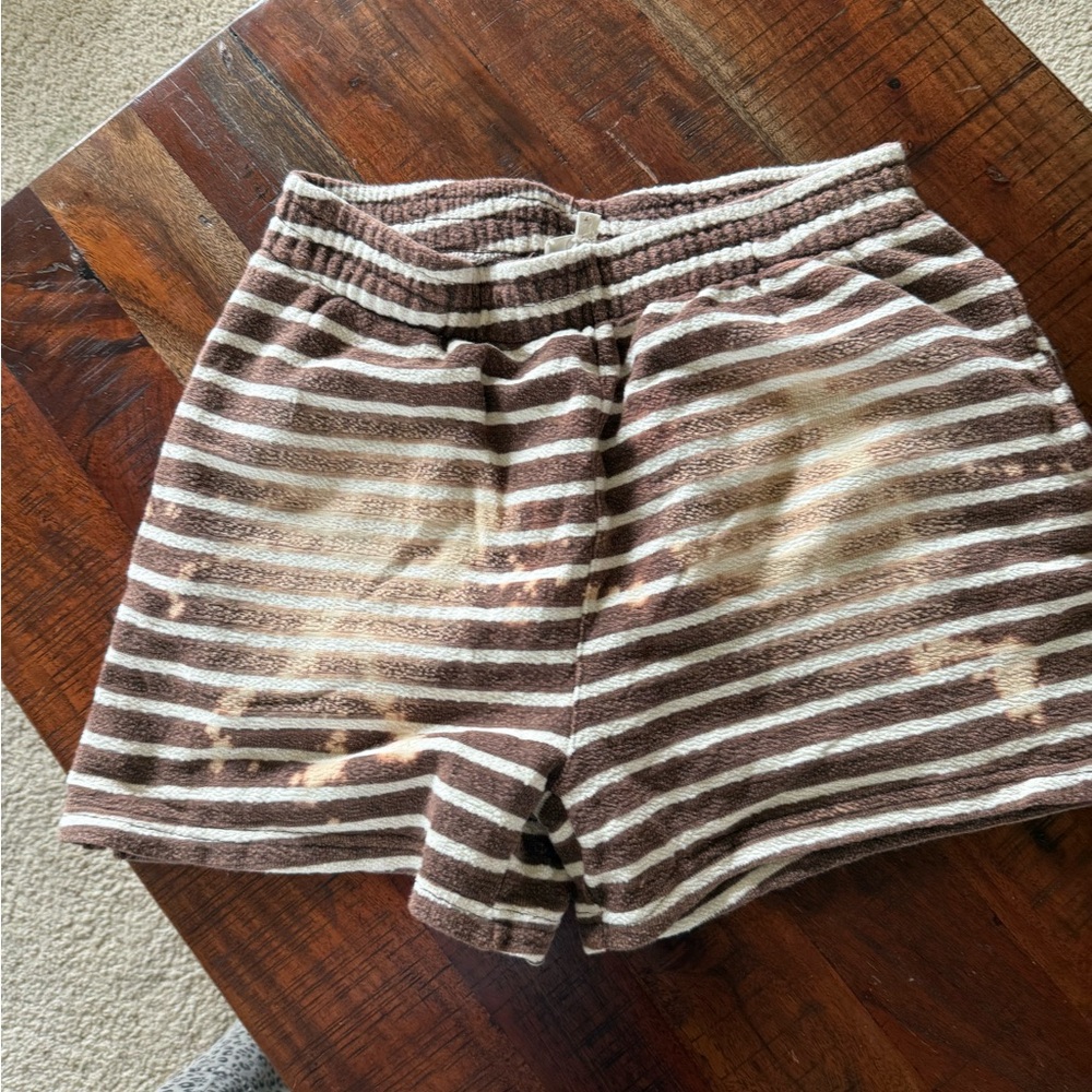 Oli & Hali Brown and White Striped High Waist Shorts